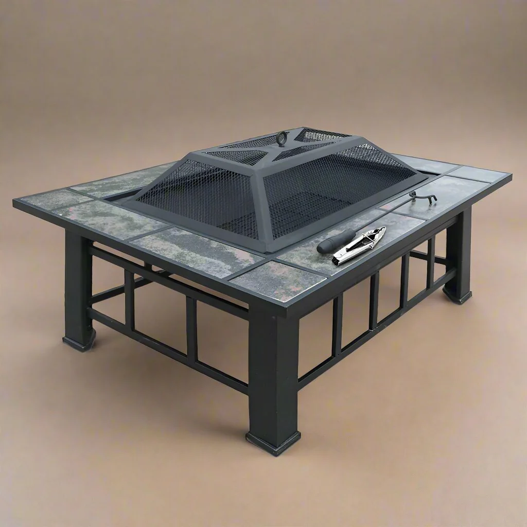 Fire Pit BBQ Grill Stove Table Ice Pits Patio Fireplace Heater 3 IN 1 - Nurns