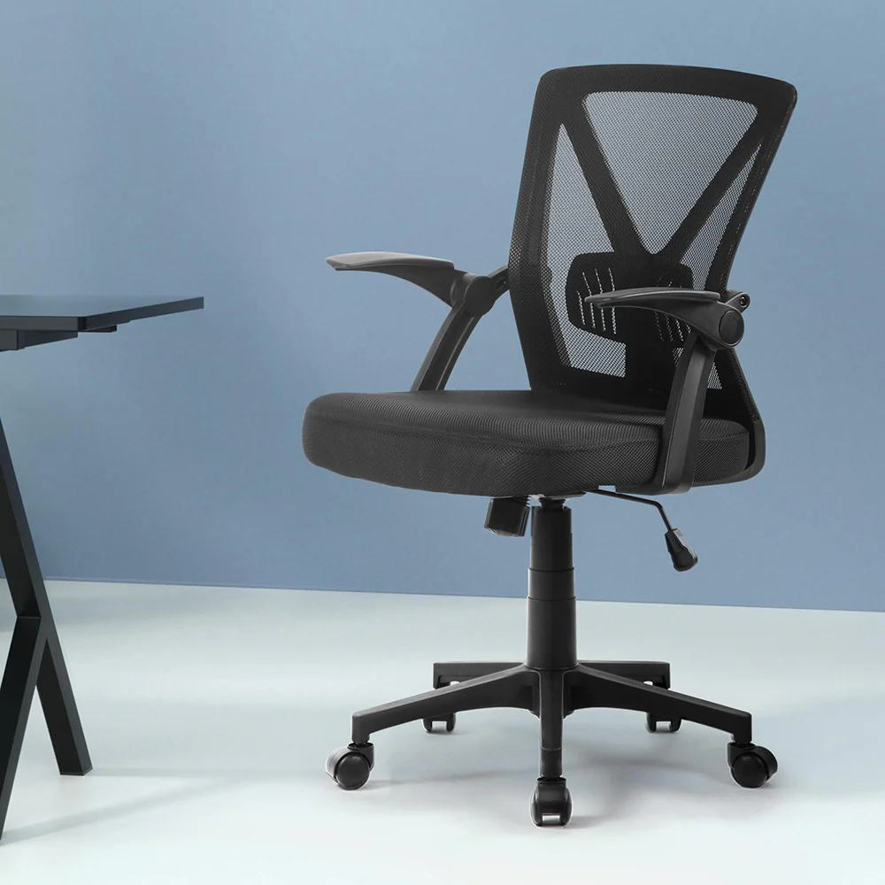 Artiss Mesh Office Chair Mid Back Black - Nurns