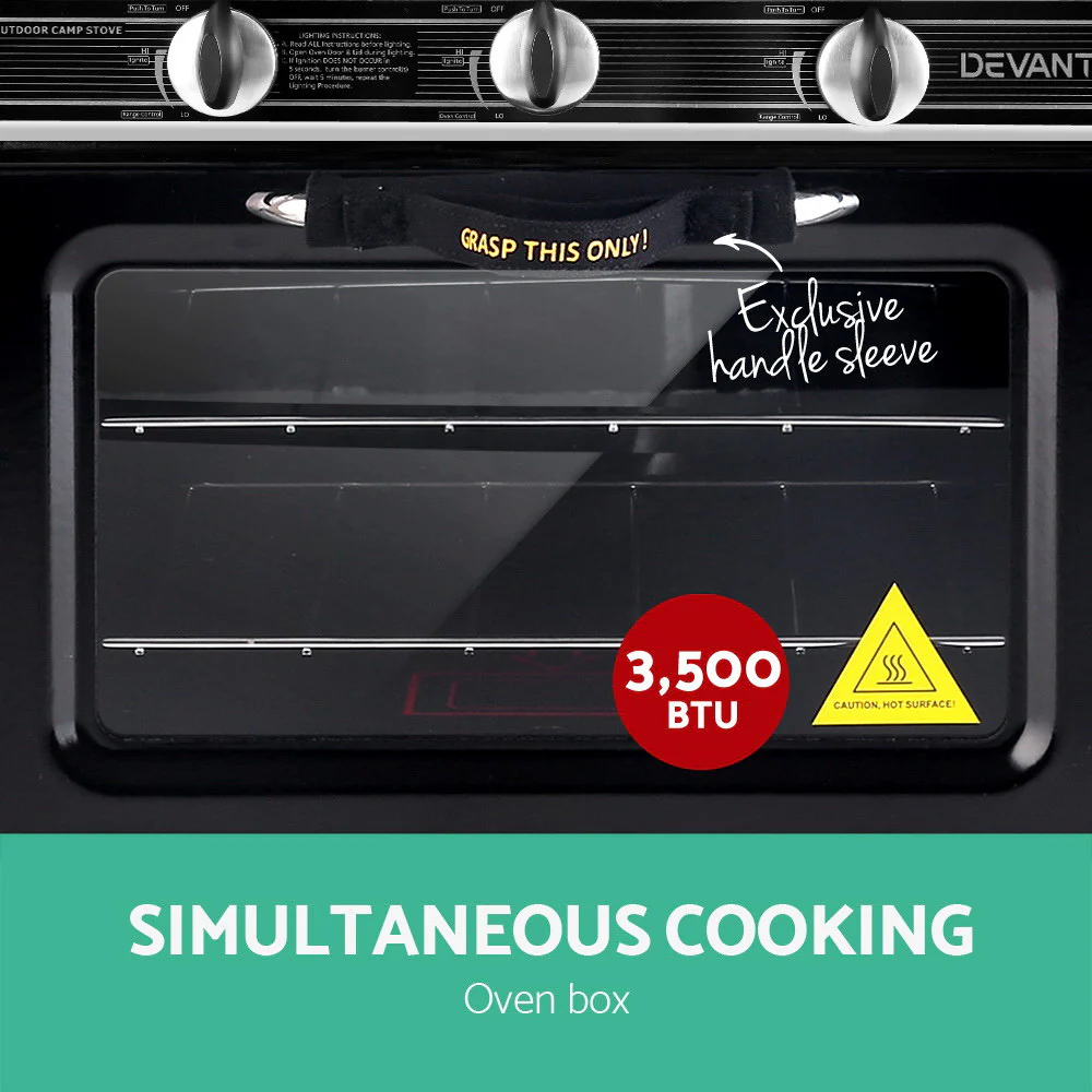 Devanti Portable Gas Oven LPG Silver - Nurns