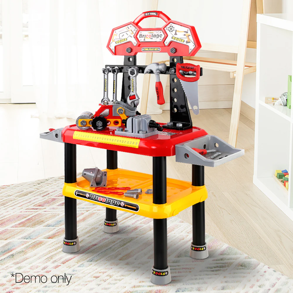 Kids Pretend Workbench DIY Tools 97 Piece Children Role Play Toys Red - Nurns