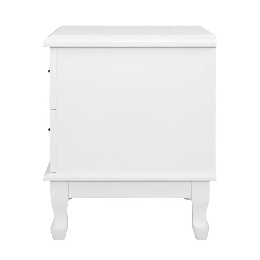 Sherbrooke Wooden Bedside Tables Side Table French Nightstand Storage Cabinet with 2 Drawers - White - Nurns