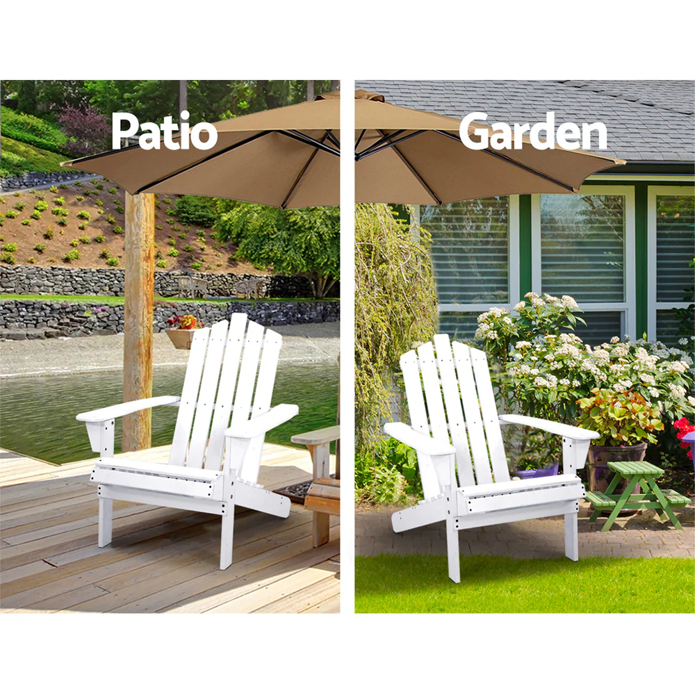 Adirondack Gardeon Outdoor Chairs Wooden Beach Chair Patio Furniture Garden - Nurns