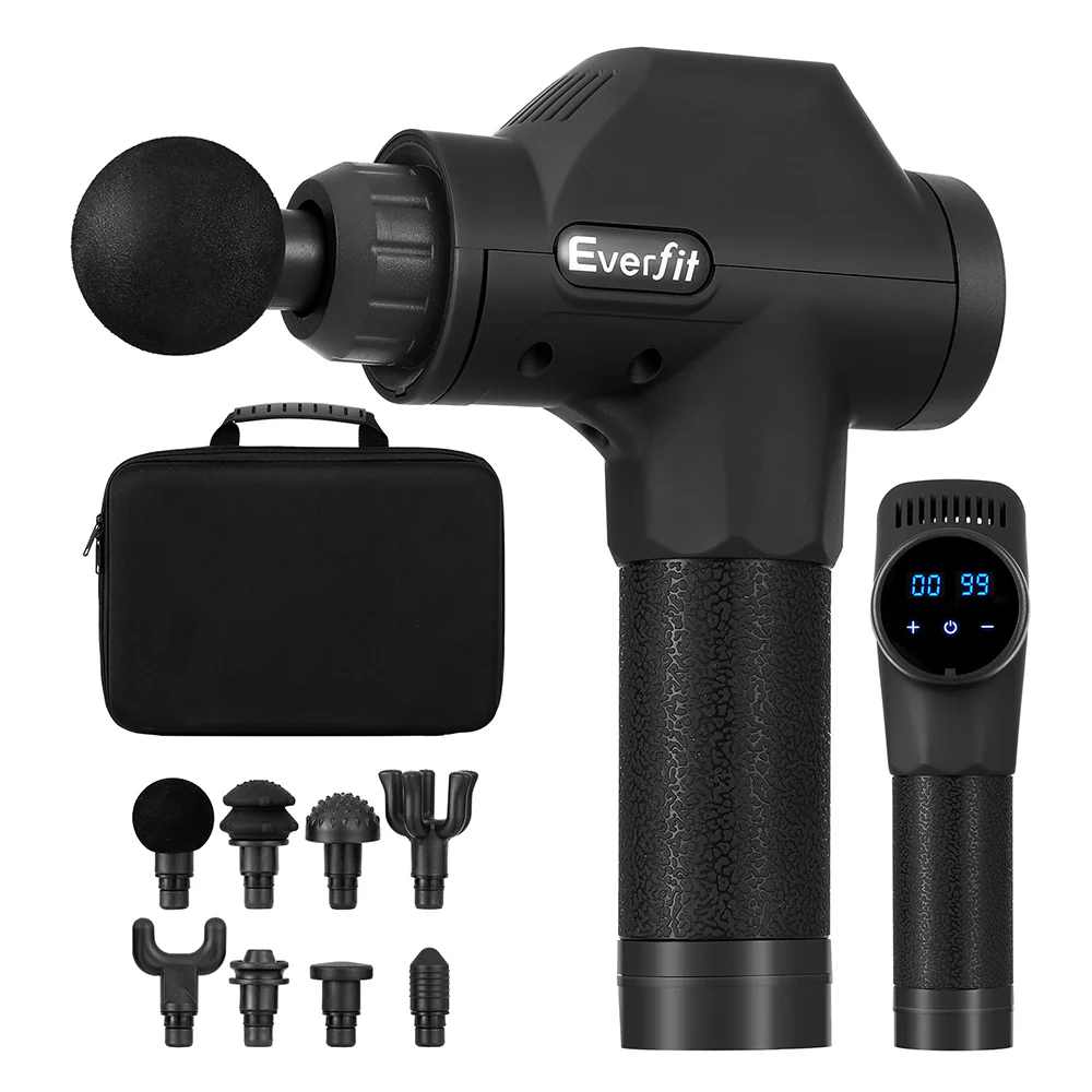Everfit Massage Gun 30 Speed 8 Heads Chargeable Black - Nurns