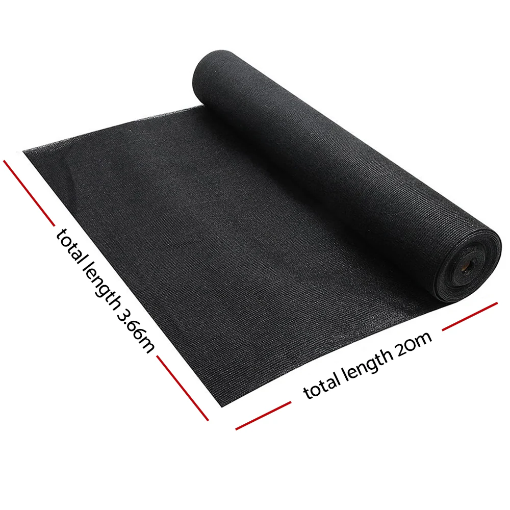 Instahut 90% Shade Cloth 3.66x20m Shade cloth Sail Heavy Duty Black - Nurns