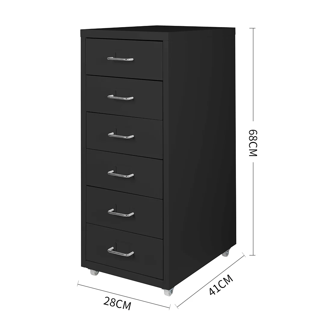 Levede 6 Drawer Office Cabinet Drawers Black - Nurns