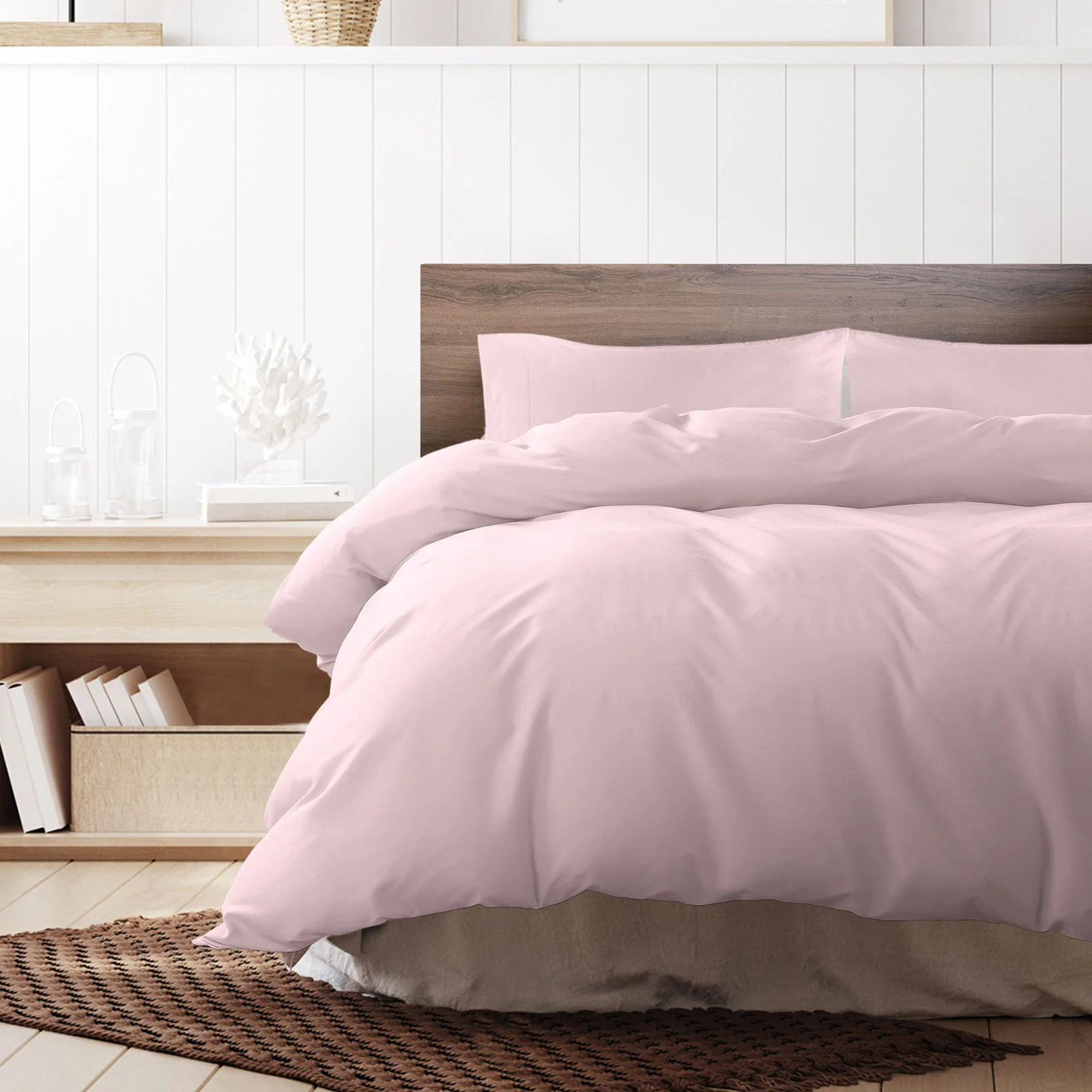 KING 1000TC Cotton Blend Quilt Cover Pillowcase Set - Pink - Nurns