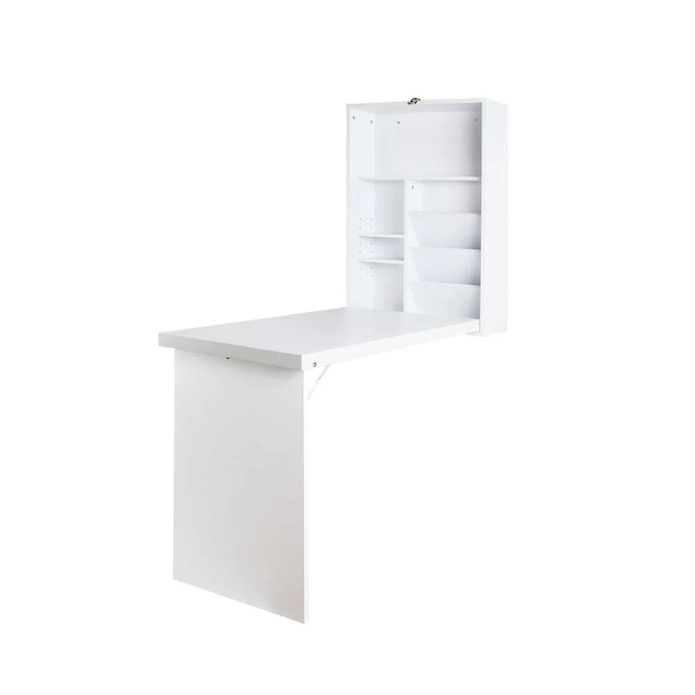 Artiss Computer Desk Bookshelf Wall Mount White - Nurns