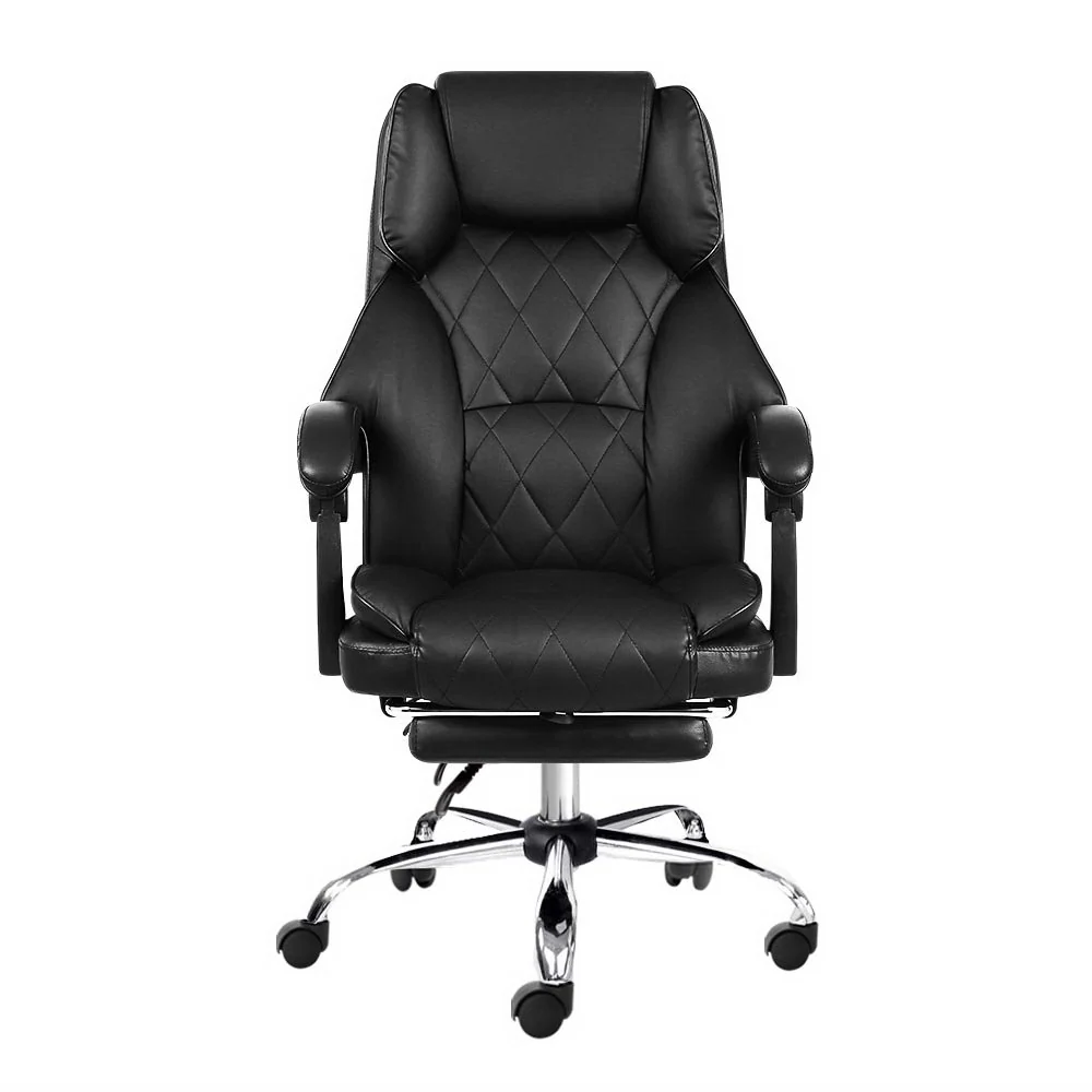 Artiss Executive Office Chair Leather Footrest Black - Nurns