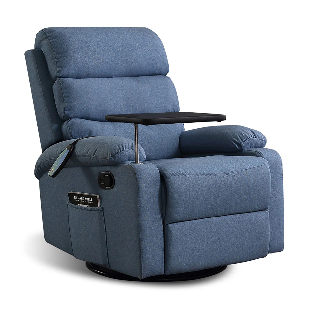 Niamh Massage Chair Recliner Chair Heated Lounge Armchair 360 Swivel - Blue - Nurns