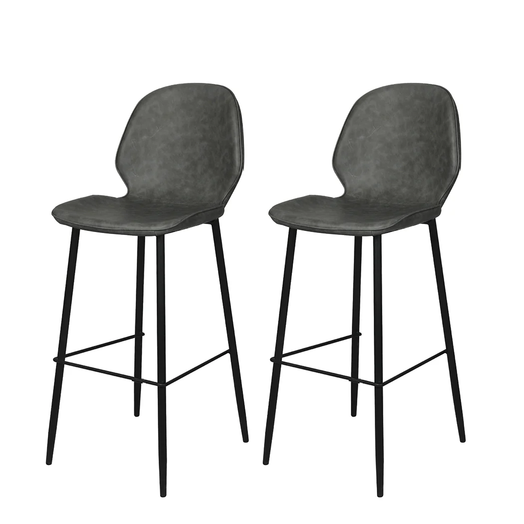 Set of 2 Zurich Bar Stool Barstools Counter - Grey - Nurns
