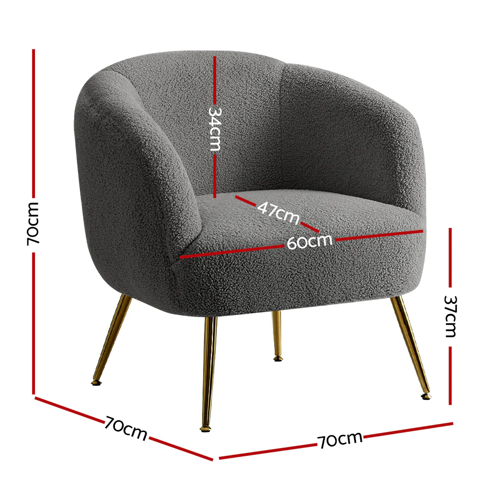 Macy Accent Sherpa Bouclé Lounge Armchair - Charcoal - Nurns