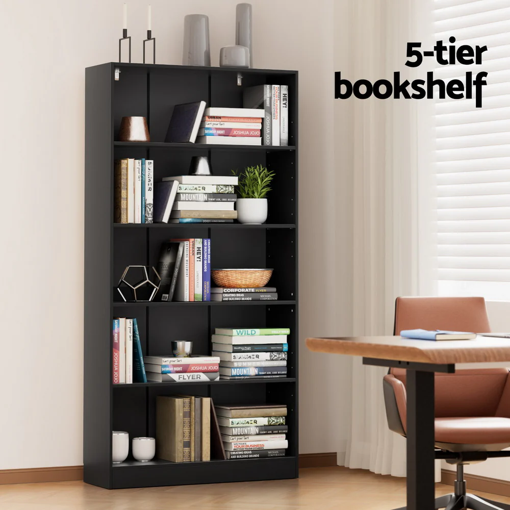 Artiss Bookshelf 5 Tiers Anton Black - Nurns