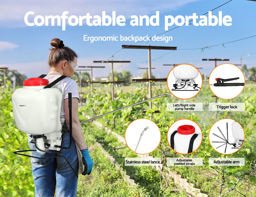 Weed Sprayer 15L Knapsack Backpack Pesticide Spray Fertiliser Farm Garden - Nurns