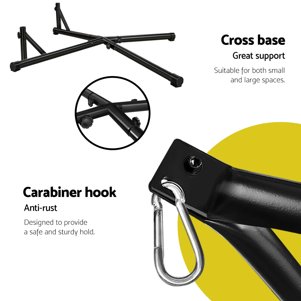 Hammock Chair with Steel Stand Armrest Outdoor Hanging - Grey - Nurns