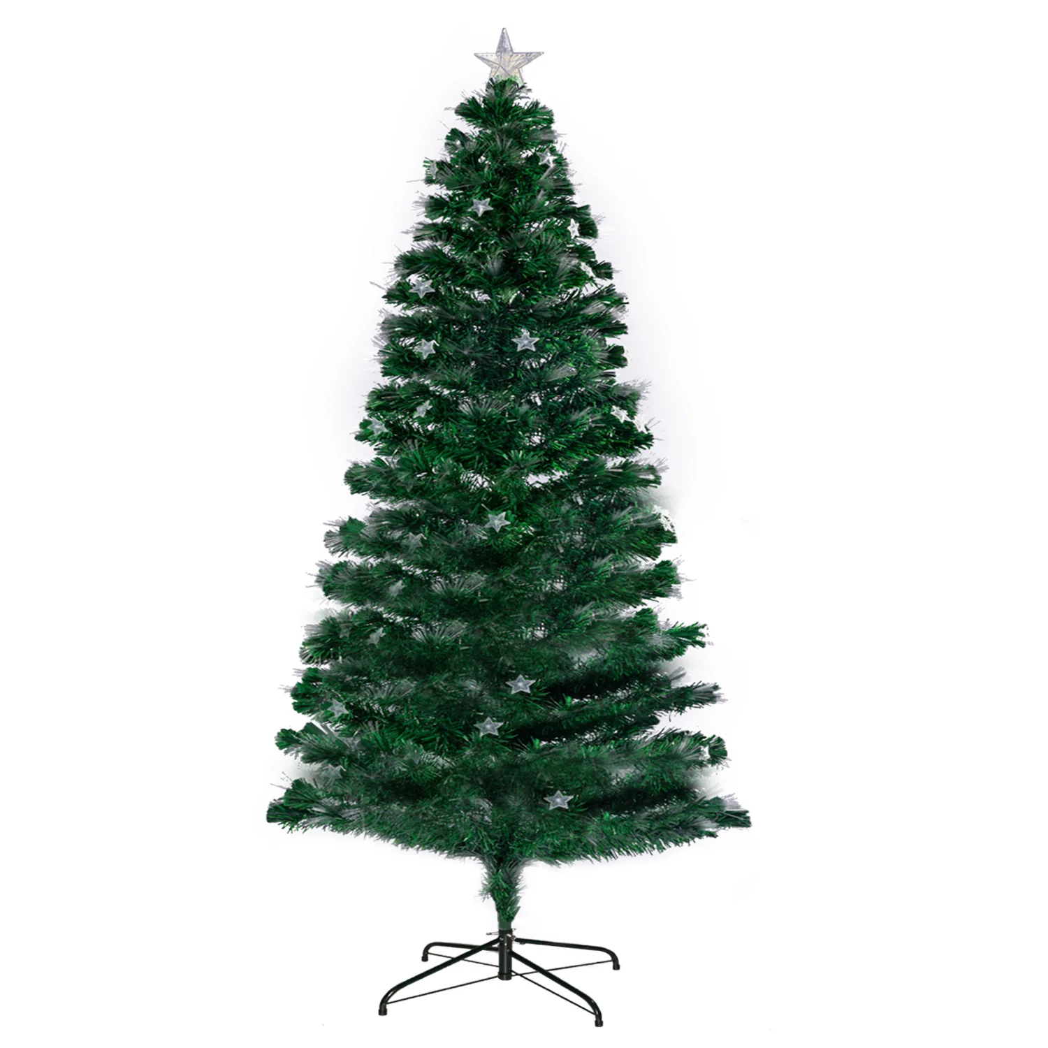 8ft 2.4m 320 Tips Enchanted Pre Lit Fibre Optic Christmas Tree Stars Xmas Decor - Nurns