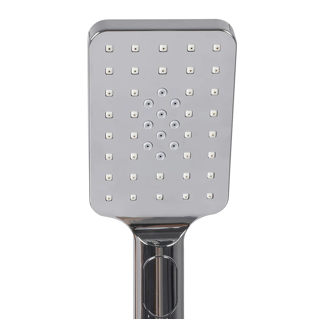 Rain Shower Head Set Silver Square Brass Taps Mixer Handheld High Pressure - Nurns