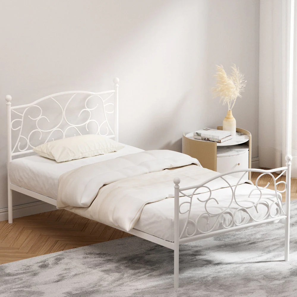 Euclase Bed & Mattress Package with 34cm Mattress - White Single - Nurns