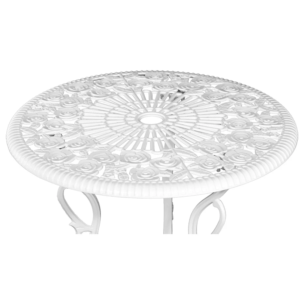 Caspian 2-Seater Chairs Table Aluminium Bistro 3-Piece Outdoor Furniture - White - Nurns