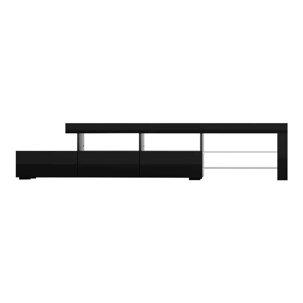 Trina 215cm TV Cabinet Entertainment Unit Stand RGB LED Gloss Furniture - Black - Nurns