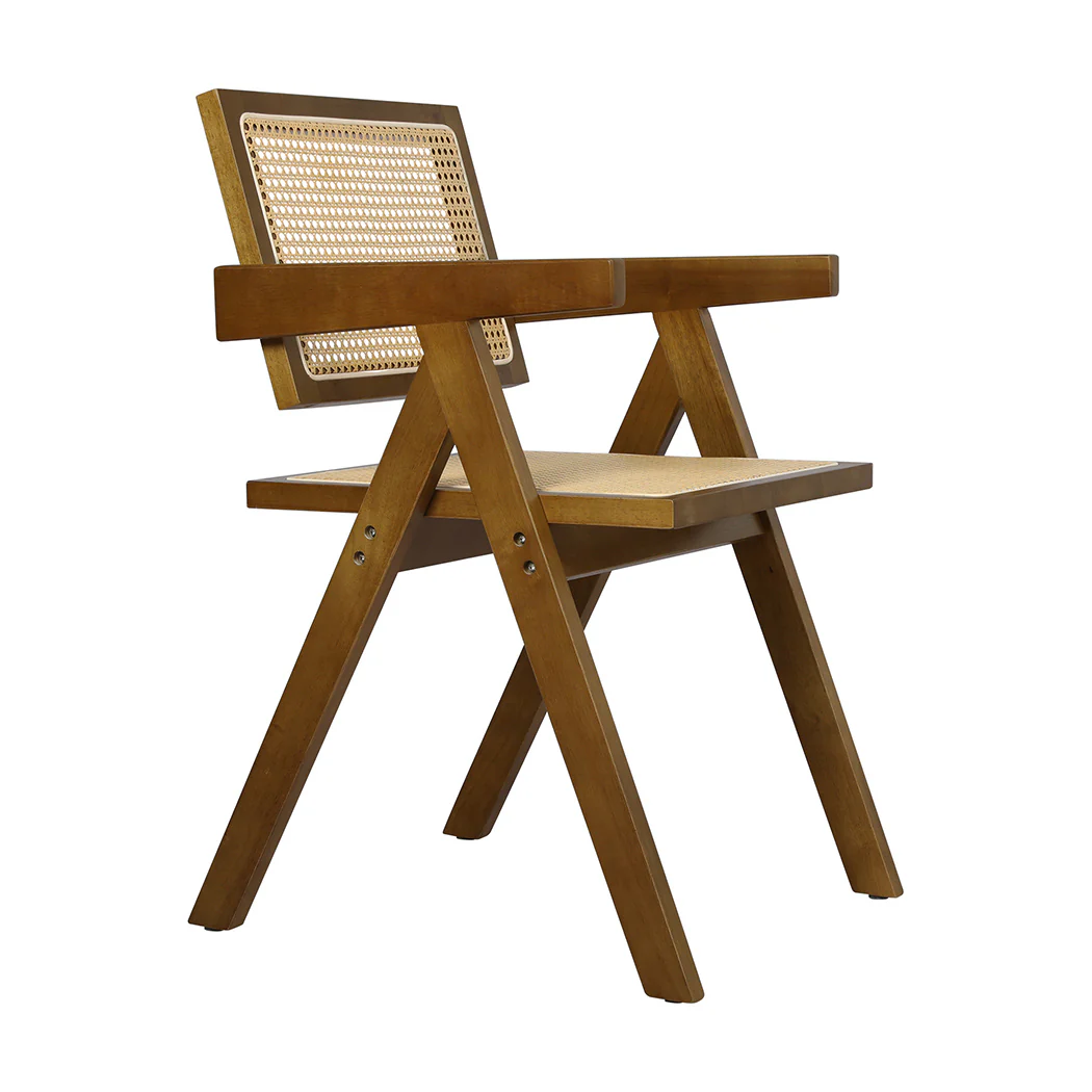 Elowen Wicker Armchair Dining Chair - Walnut - Nurns