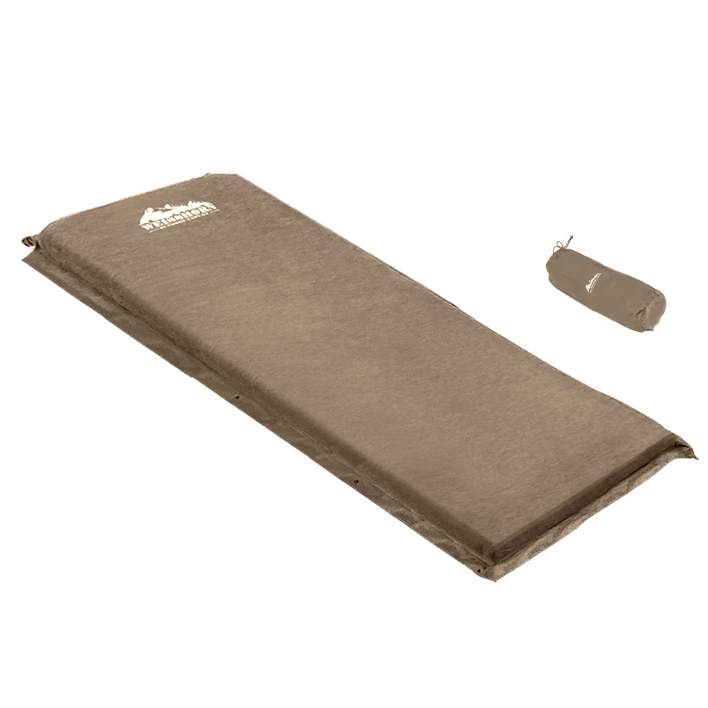 Self-Inflating Mattress Camping Sleeping Mat Air Bed Single Coffee - Nurns
