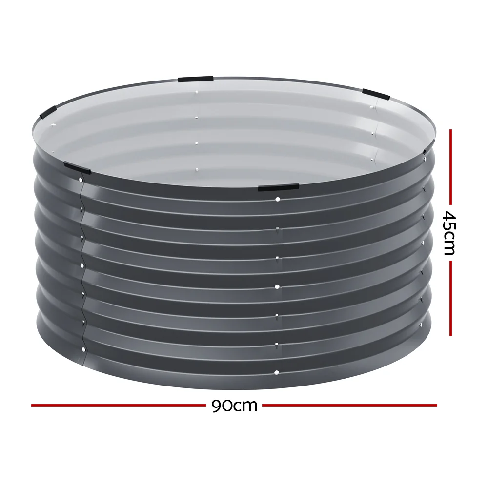 Garden Bed 90x45cm Round Latches Planter Box Raised Galvanised Herb - Nurns