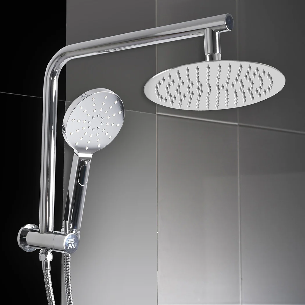 High Pressure Shower Head Set Rain Round - Silver - Nurns
