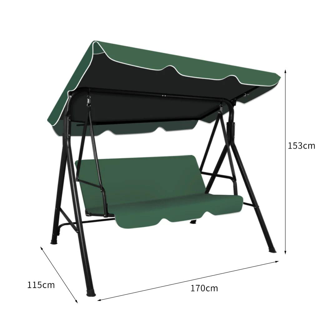Lorel Swing Chair Garden Canopy Cushion Bench - Green - Nurns