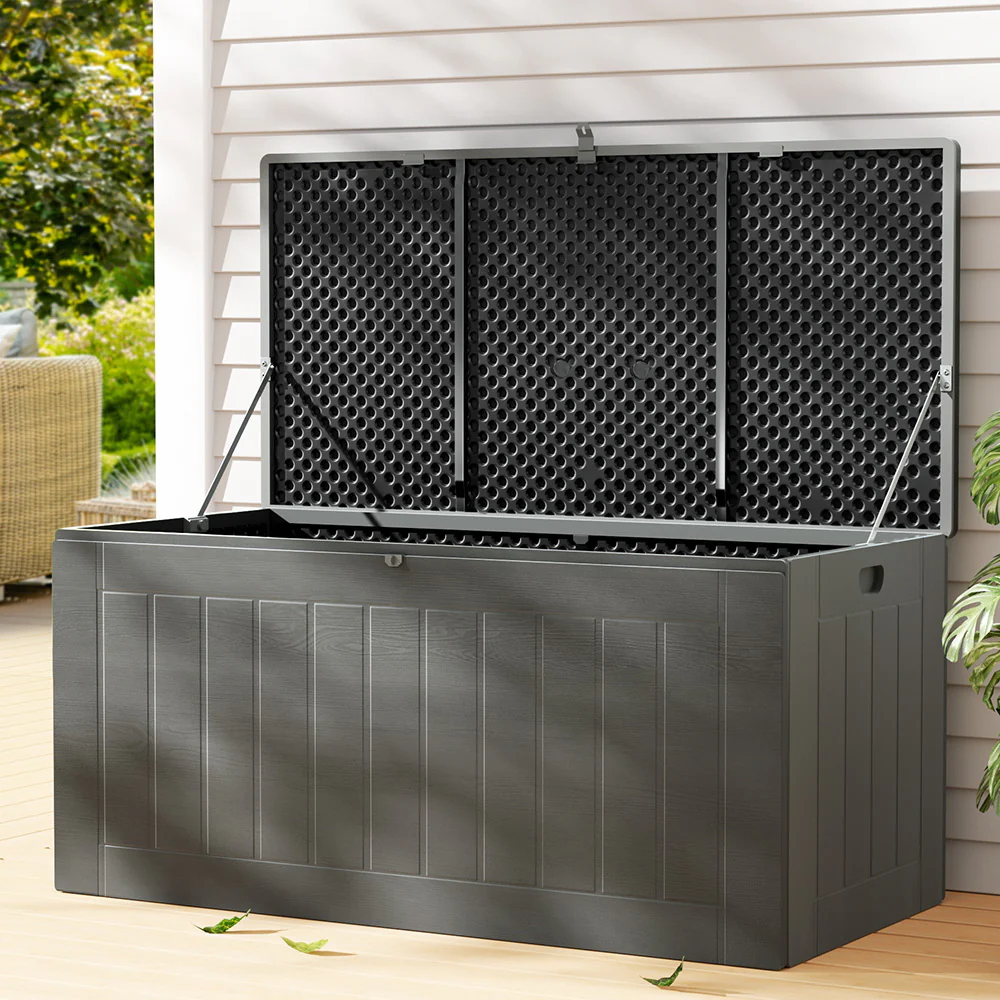 Outdoor Storage Box 830L Container Lockable Garden Bench Tool Shed - Grey - Nurns