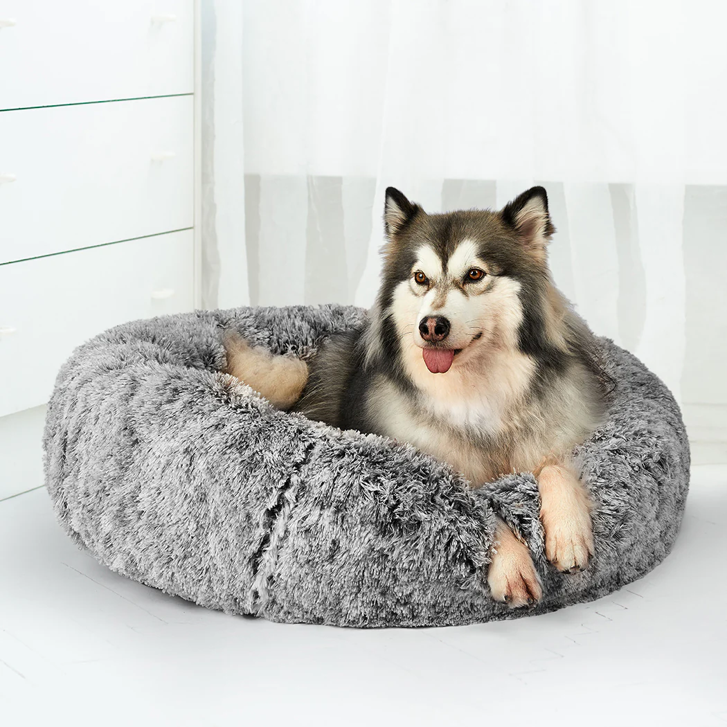 XLarge Dog Beds Pet Donut Nest Calming - Charcoal - Nurns