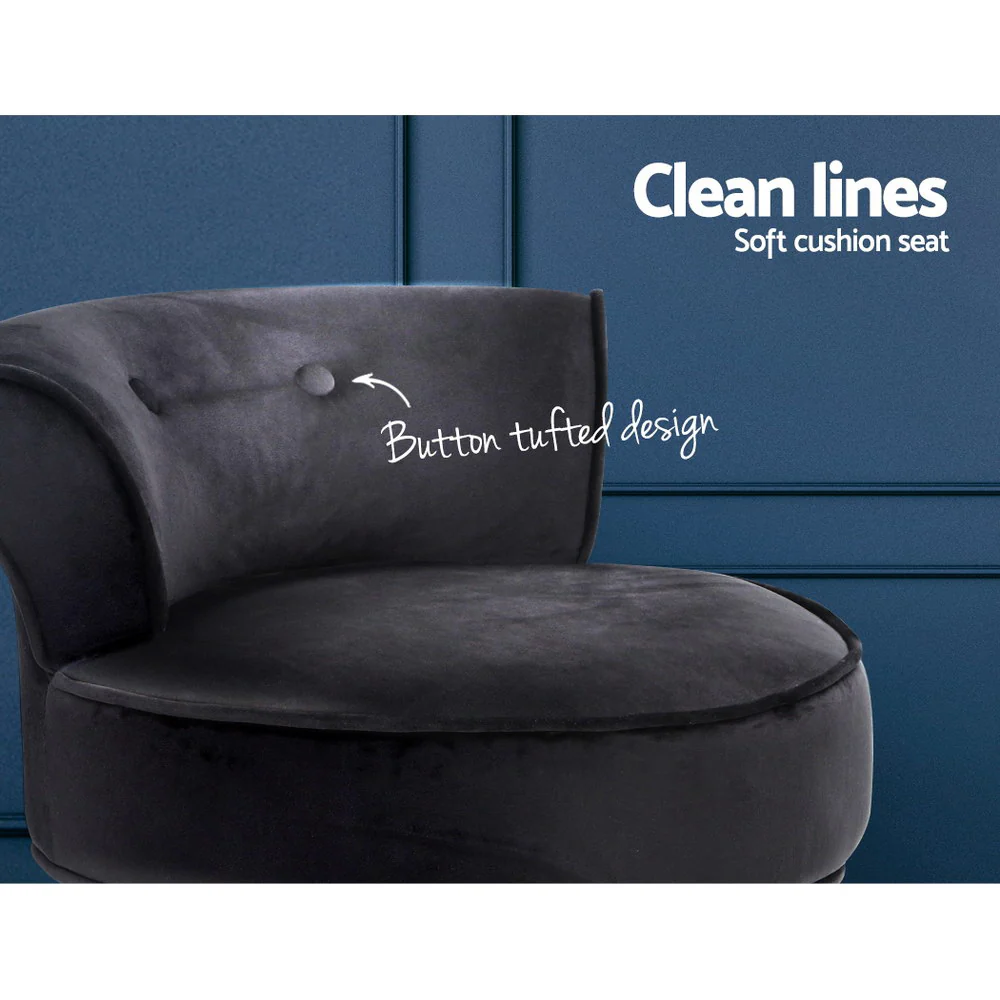 Velvet Vanity Stool Backrest Stools Dressing Table Chair Makeup Bedroom Black - Nurns