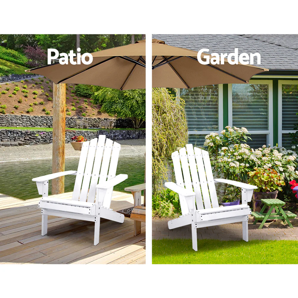 Adirondack Gardeon 3PC Outdoor Table and Chairs Wooden Beach Chair - Nurns