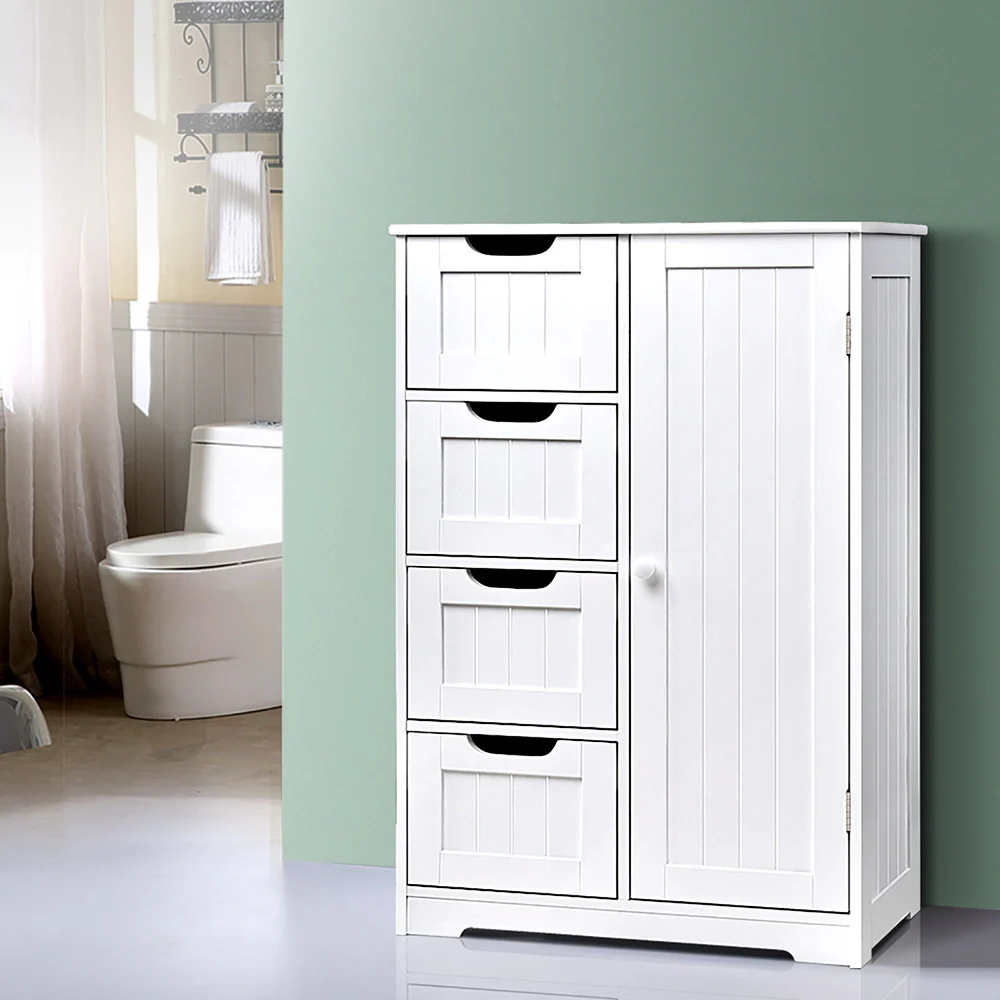Bathroom Tallboy Storage Cabinet - White - Nurns