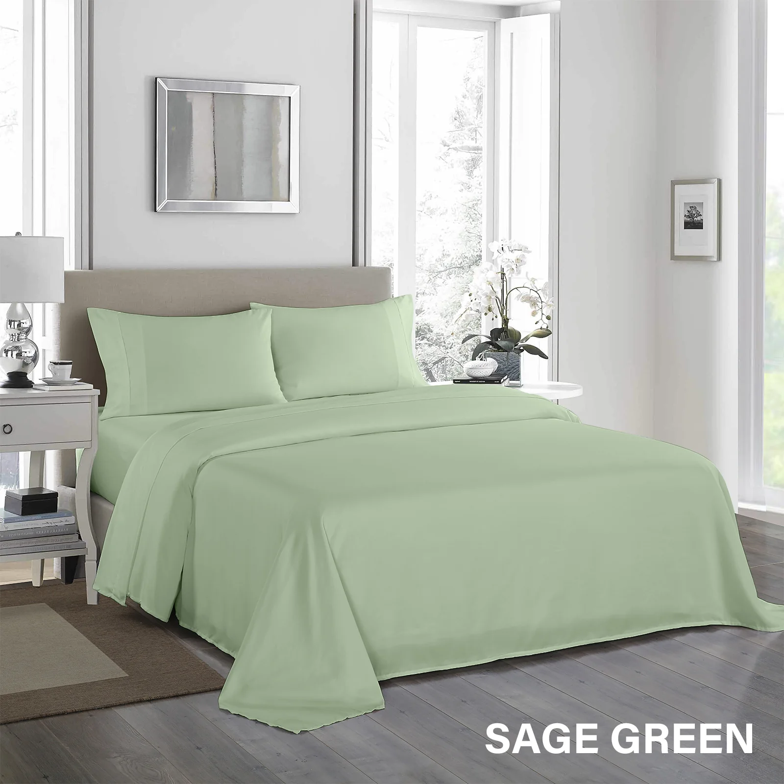 King Royal Comfort - 1200TC Ultrasoft 4pc Sheet Set - Sage Green - Nurns
