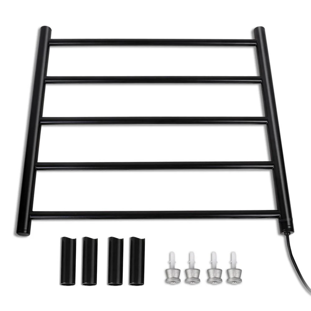 Electric Heated Towel Rail Rack 5 Bars Wall Mounted Clothes Dry Warmer - Nurns
