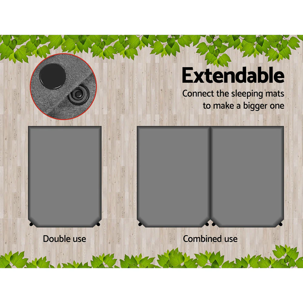 Self-Inflating Mattress 10CM Camping Sleeping Mat Air Double Grey - Nurns