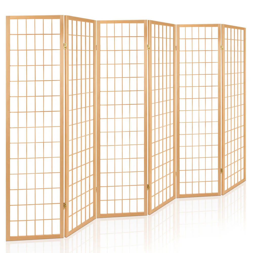 6 Panel Room Divider Screen 261x179cm - Natural - Nurns