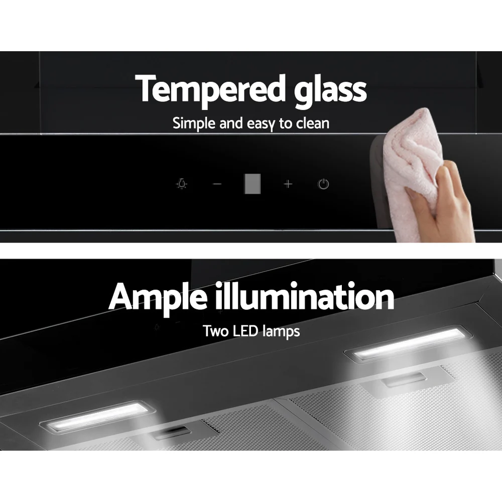 Devanti 600mm Range Hood 60cm Rangehood Glass Stainless Steel - Nurns