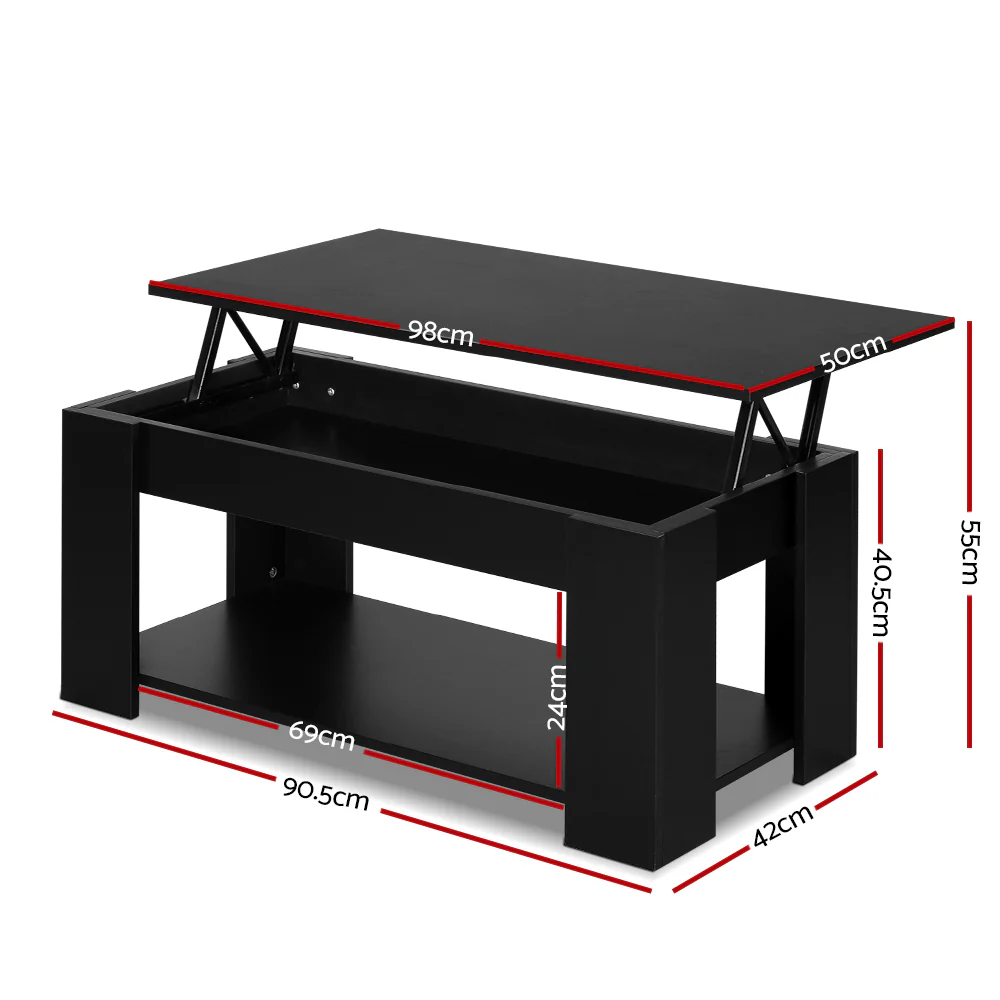 Icarion Coffee Table Lift-top - Black - Nurns