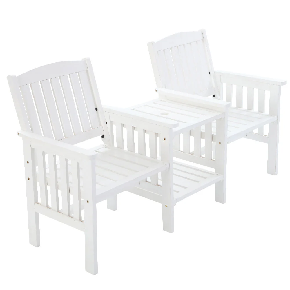 Archie Garden Bench Chair Table Loveseat Wooden Patio Park White - White - Nurns