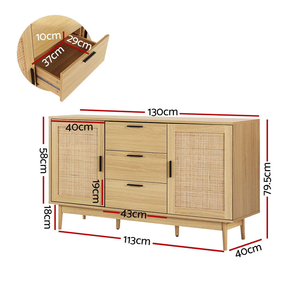 Rowan Rattan Buffet Sideboard - Oak - Nurns
