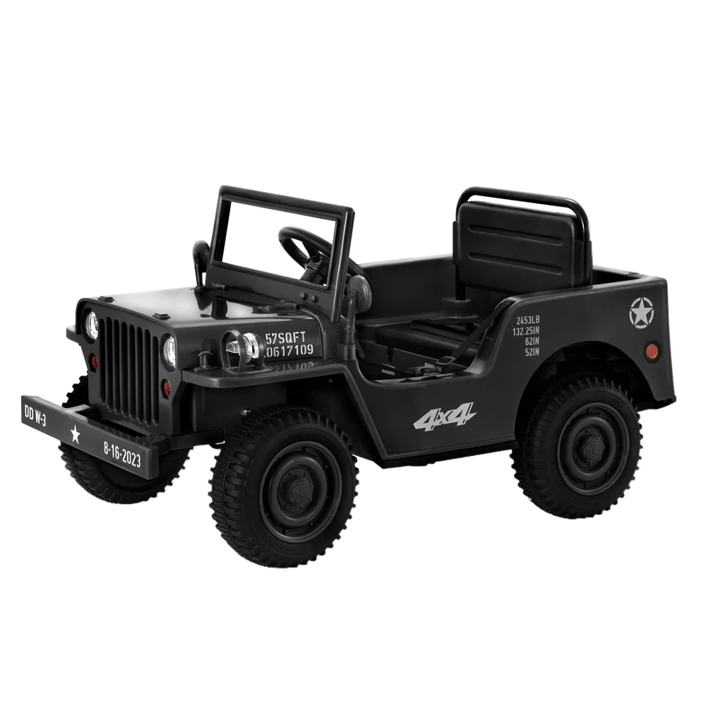 Kids Ride on Car Off Road Military Toy Cars 12V - Black - Nurns