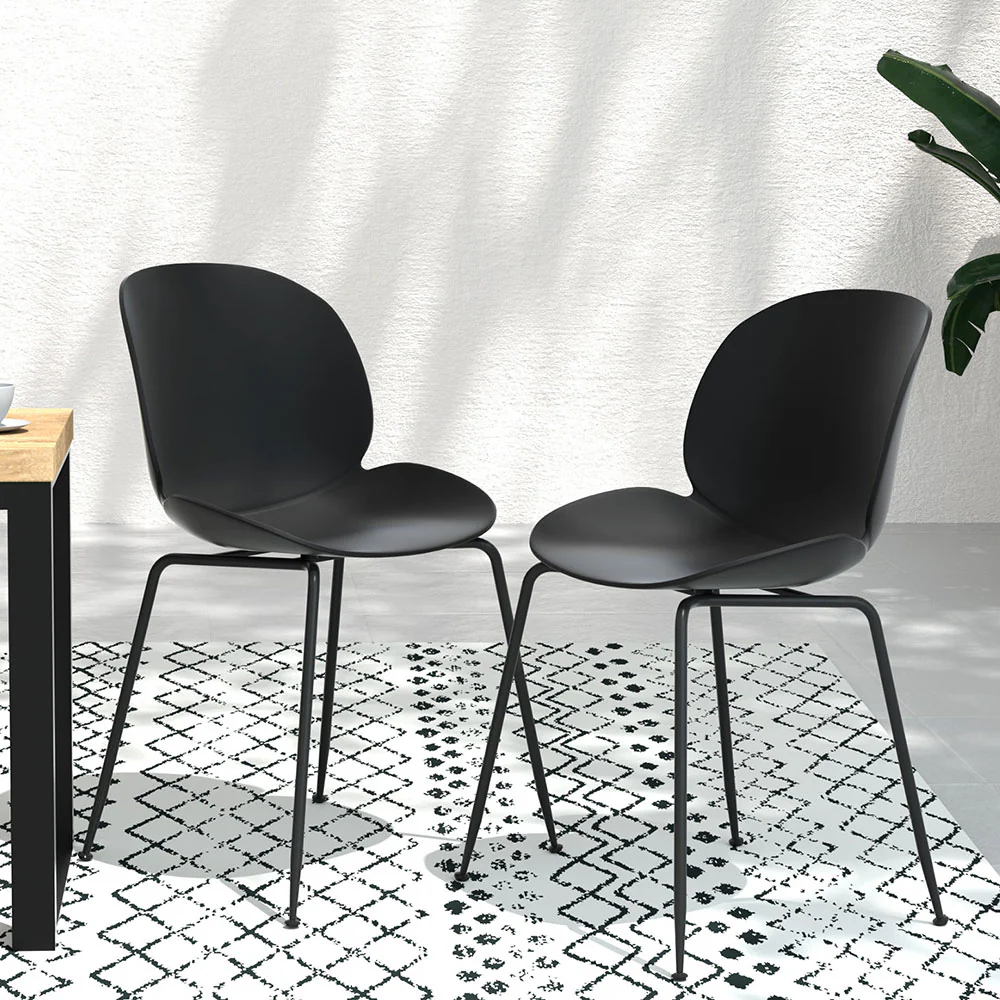 Henry Lounge Chair Patio Garden Furniture Set 4 Outdoor Dining Chairs - Black - Nurns