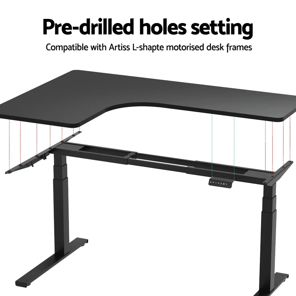 Artiss Standing Desk Top L-Shape Black 160cm - Nurns