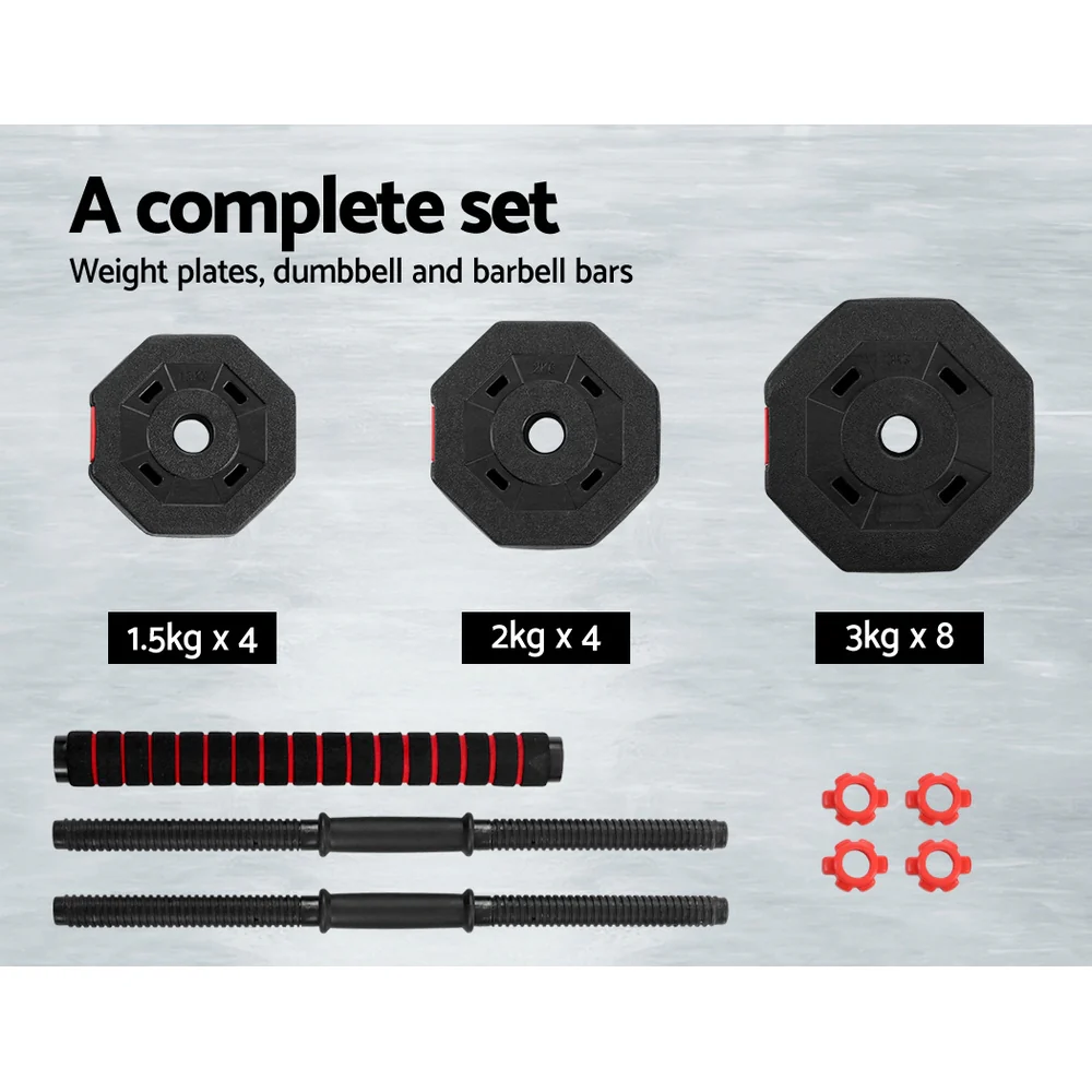 Everfit 40kg Dumbbells Barbell Set Adjustable Dumbbell Weight Lifting - Nurns