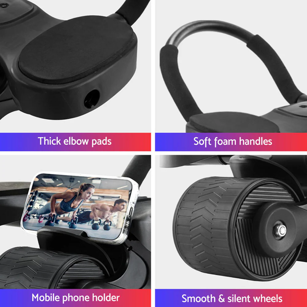 Everfit Ab Roller Automatic Rebound Abdominal Exercise Wheel Home Gym Workout - Nurns