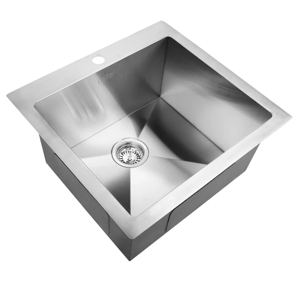 Cefito Kitchen Sink 53X50cm Stainless Steel Basin Single Bowl Silver - Nurns
