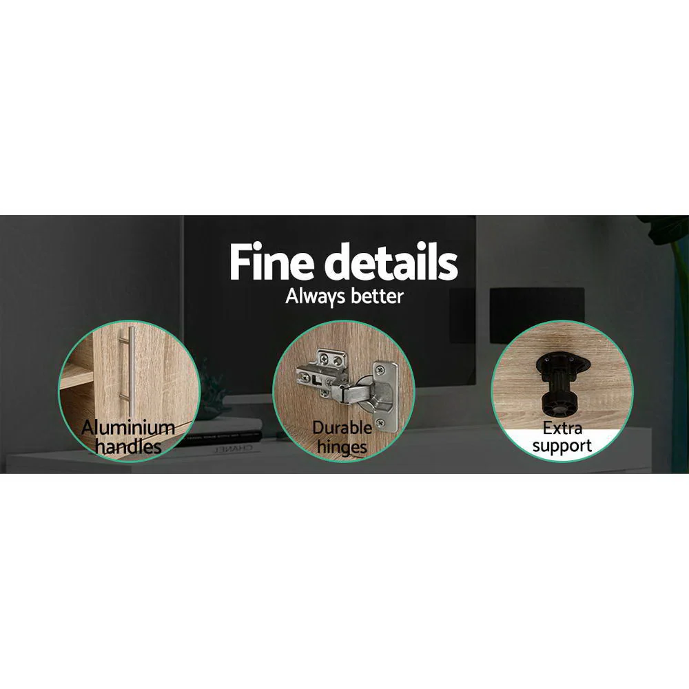 Savea 140cm TV Cabinet Entertainment Unit Stand Storage Shelf Sideboard - Oak - Nurns