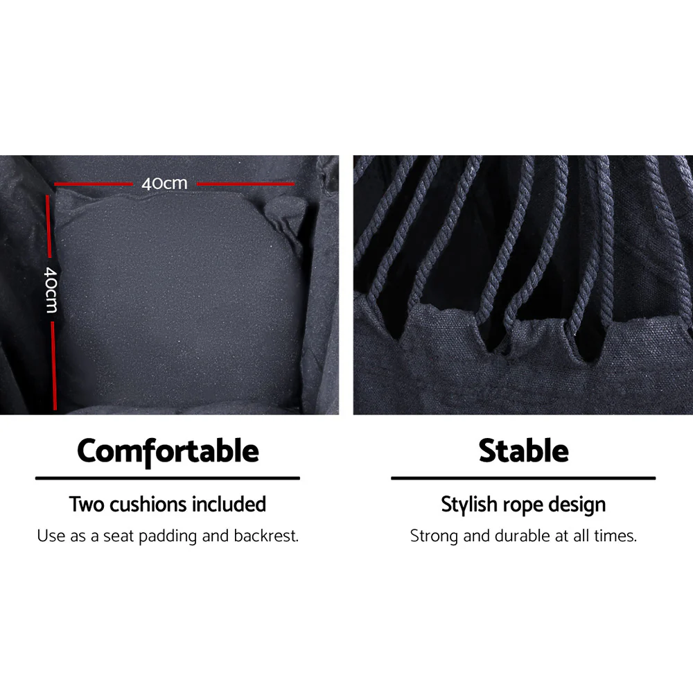 Hammock Chair Outdoor Camping Hanging with Steel Stand - Grey - Nurns