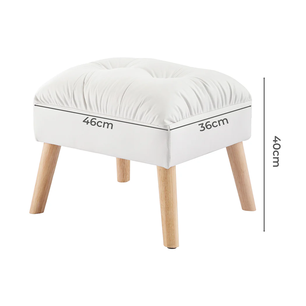 Accent Ottoman Chair Footstool - Cream - Nurns
